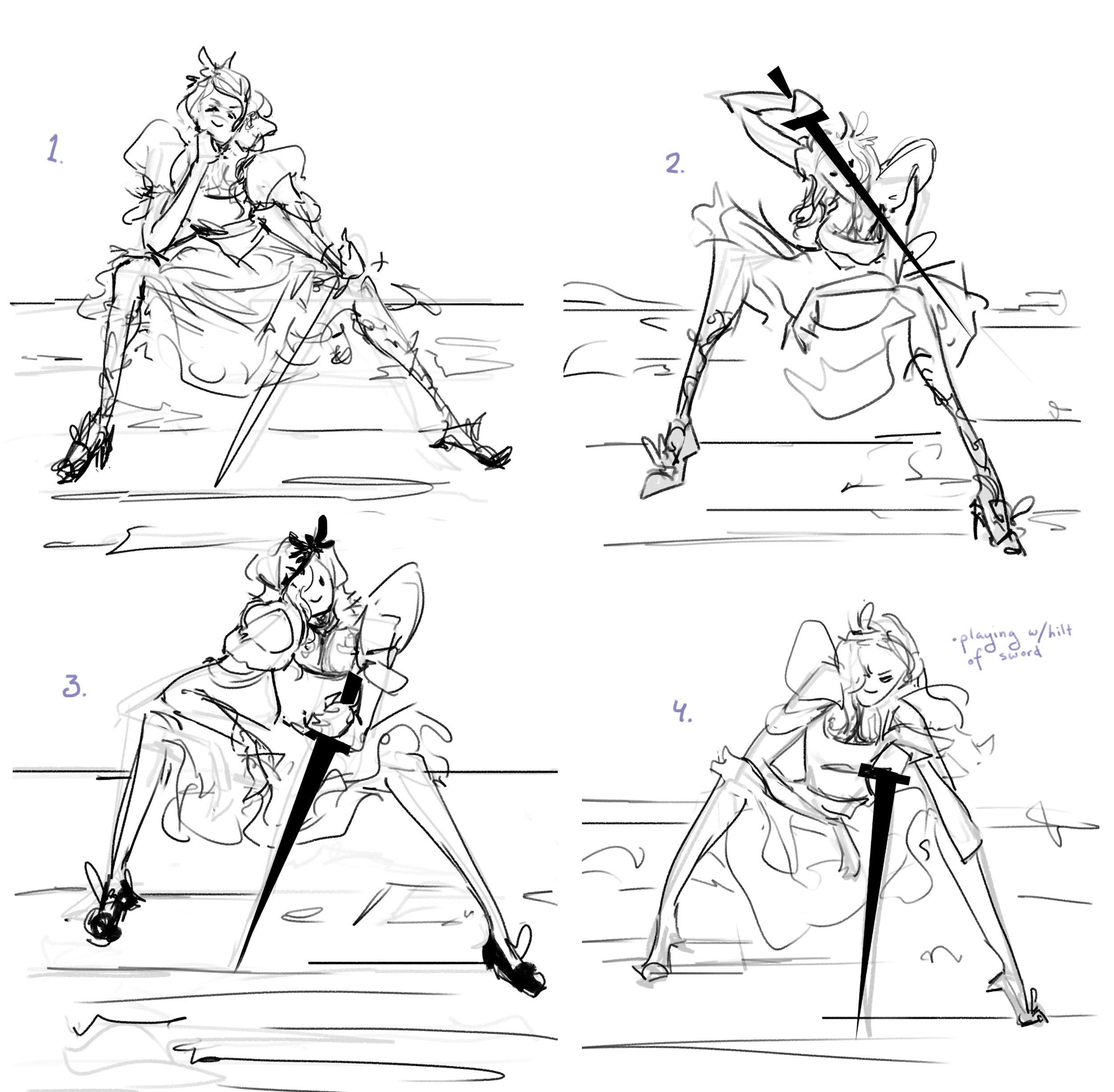 sketches of alice with sword