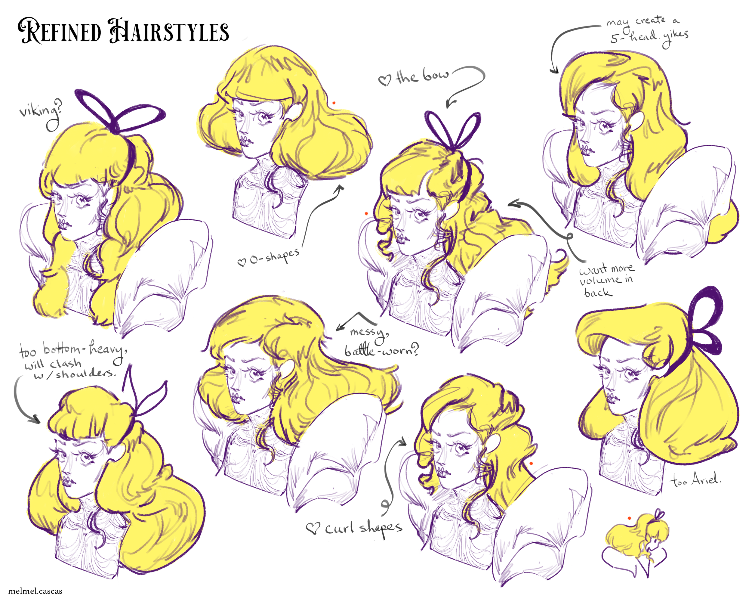 sketches of different hair designs