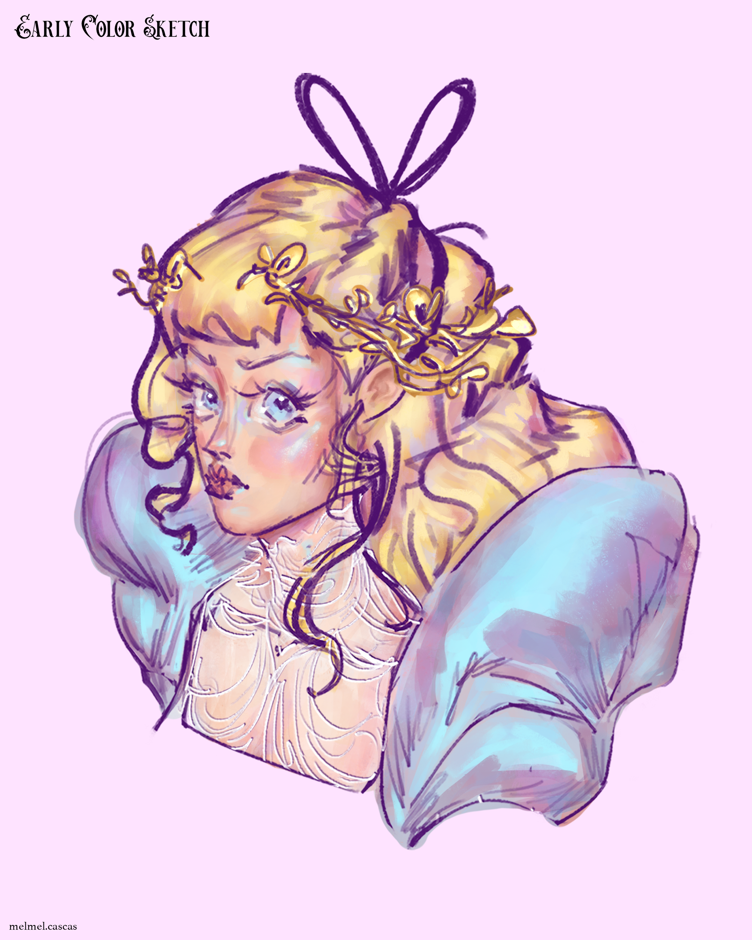 early color sketch of alice