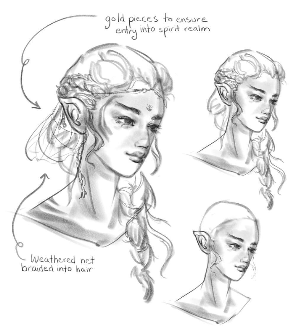 sketches of hair design