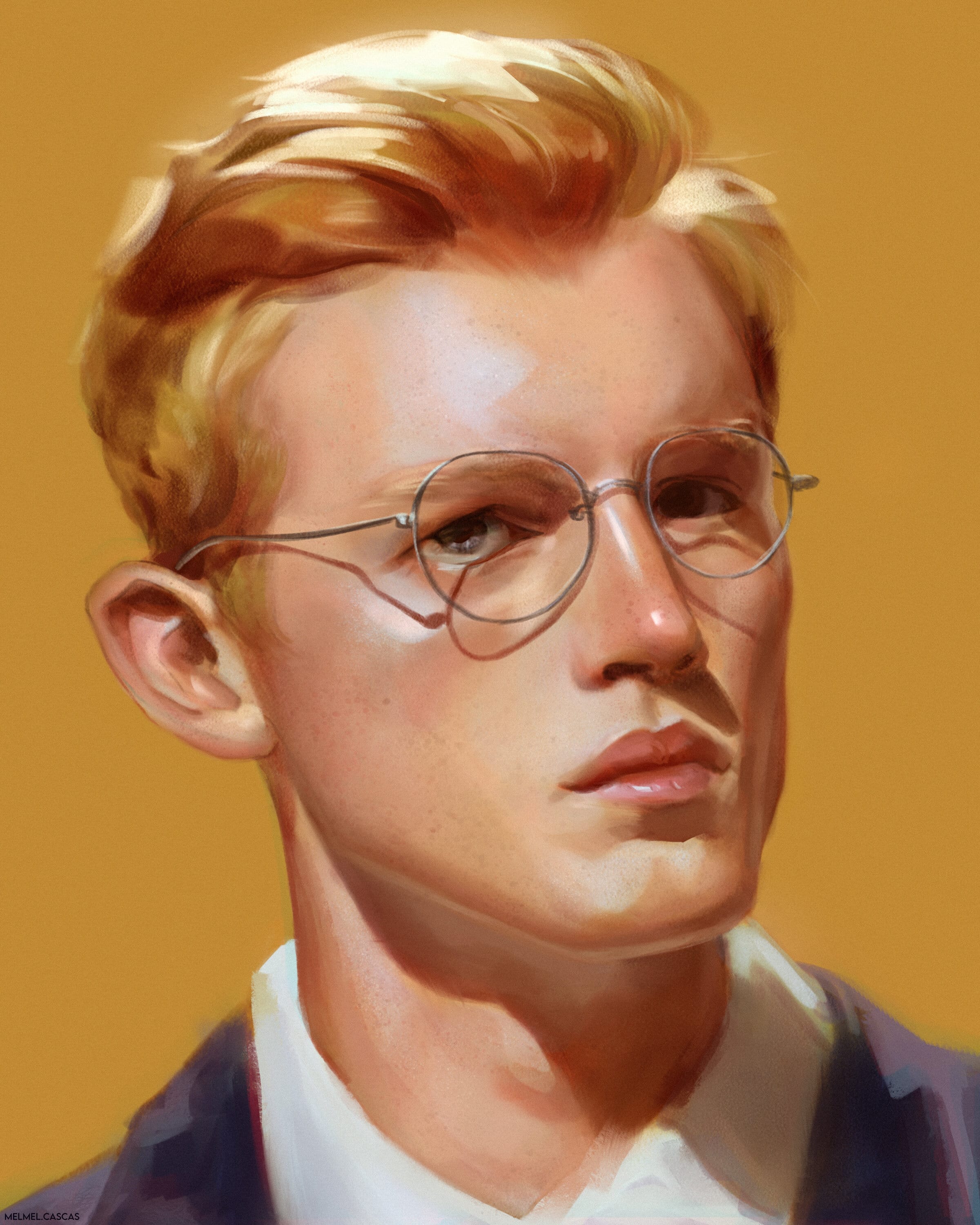 illustration of a blonde man with glasses