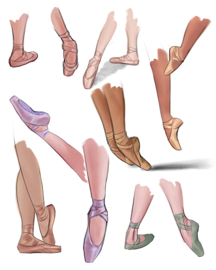 sketch of feet in different poses