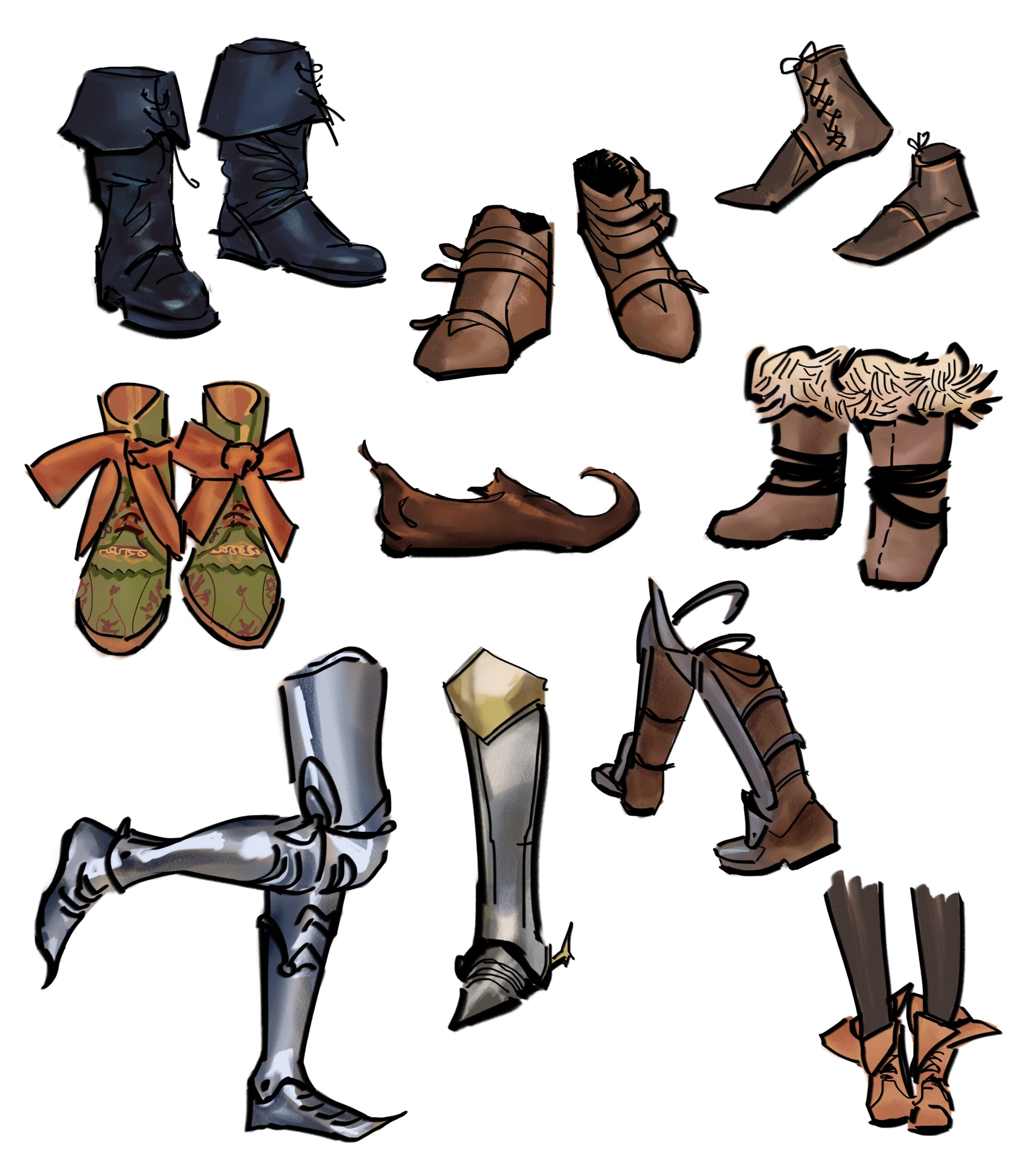 sketch of shoes in different poses