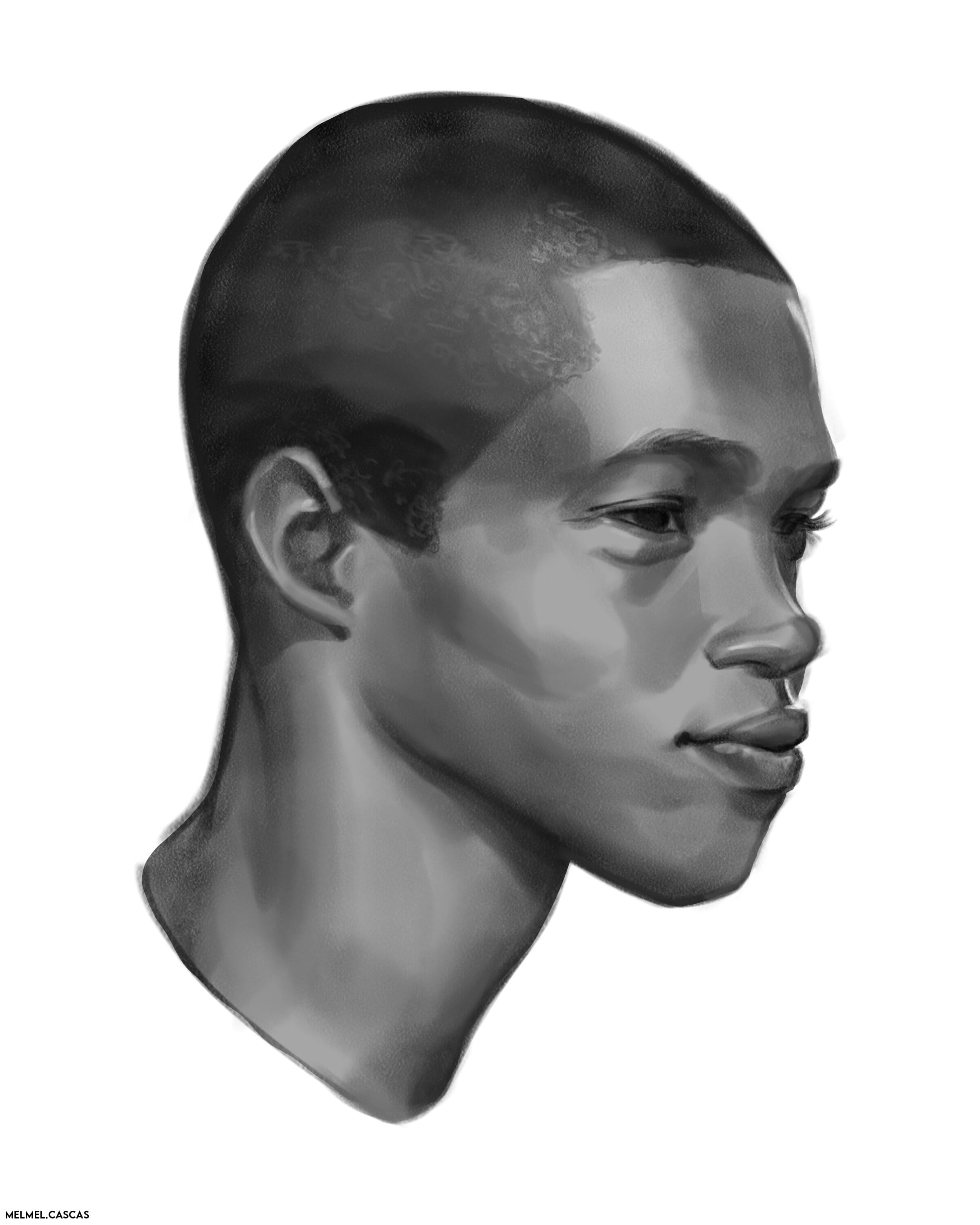 sketch of man with short hair
