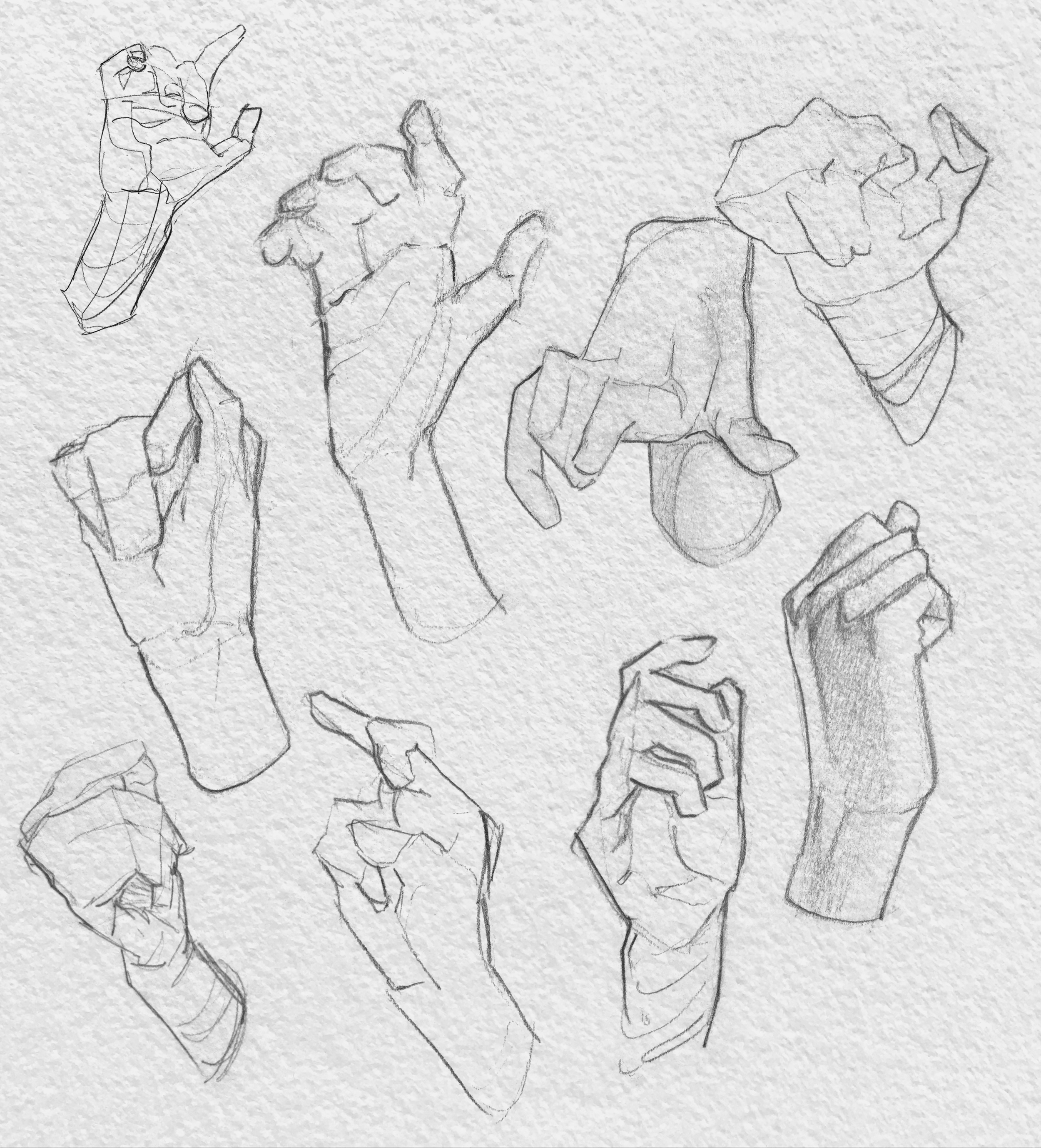 sketch of hands in different poses