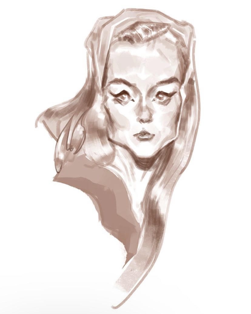 angular sketch of a woman